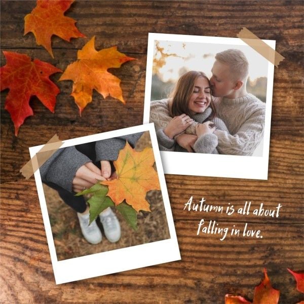 fall, season, polaroid, Brown Autumn Photo Collage Instagram Post Template