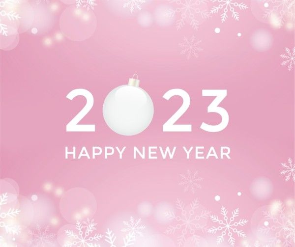 2023, greeting, celebration, Pink Winter Holiday Happy New Year Facebook Post Template