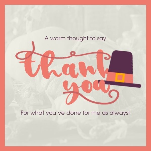 wishes, friend, family, Thanksgiving Thank You Card Instagram Post Template
