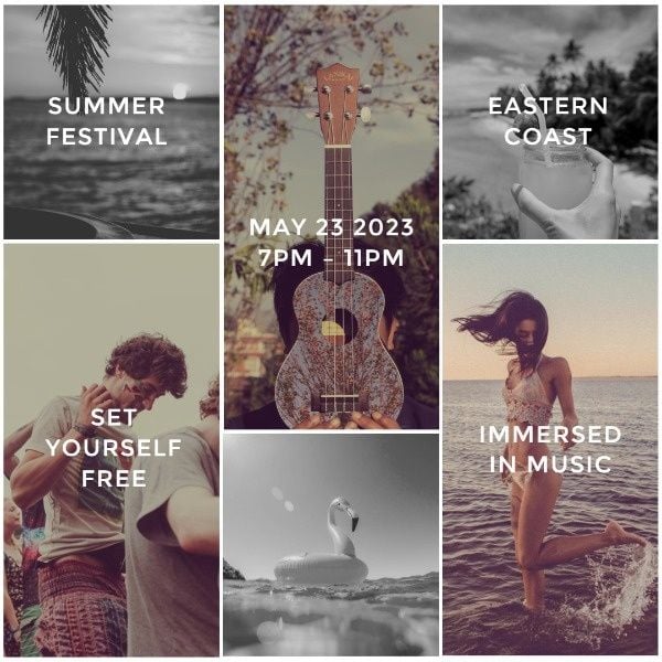music festival, musical, party, Summer Coast Festival Instagram Post Template