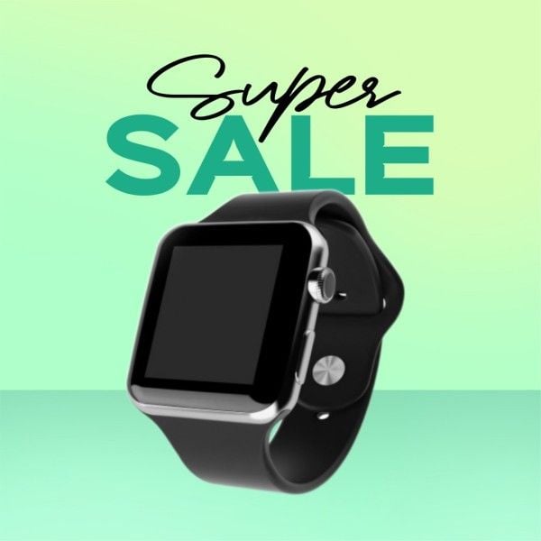 digital watch, promotion, image cutout, Green Simple Gradient Wrist Watch Sale Product Photo Template