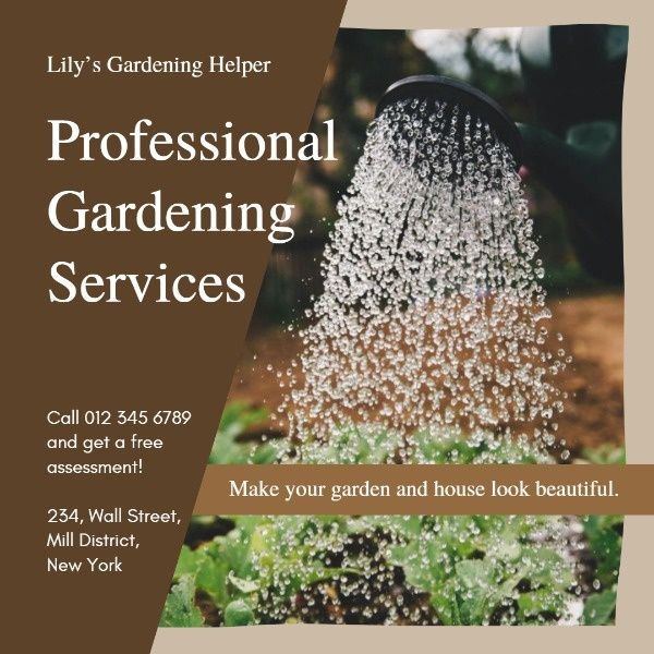 cultivation, flowering, house, Brown Planting Gardening Service Instagram Post Template