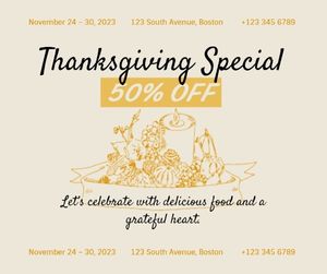 sale, promotion, holiday, Thanksgiving Restaurant Special Offer Facebook Post Template
