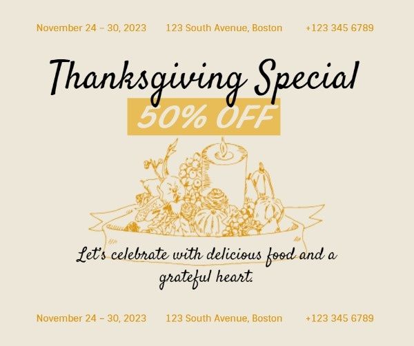 Thanksgiving Restaurant Special Offer Facebook Post