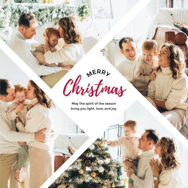 celebration, funky, montage, Happy Family Christmas Holiday Photo Collage (Square) Template