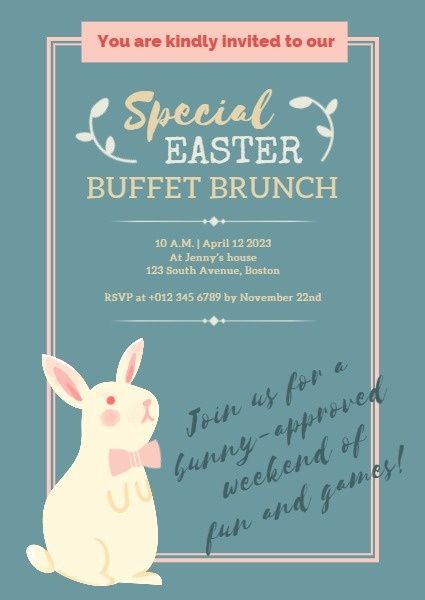 happy easter, activity, celebration, Easter Buffet Brunch Invitation Template