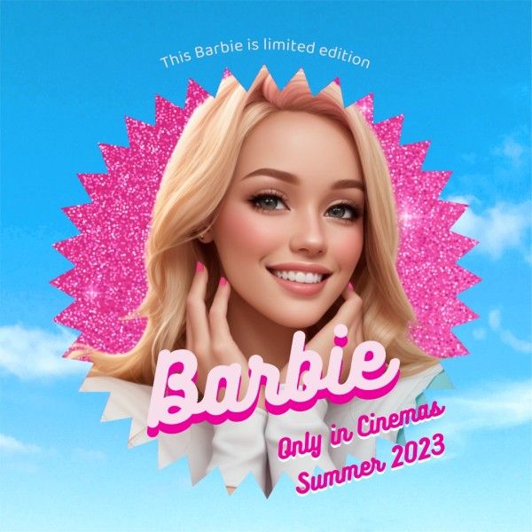 粉色和蓝色芭比娃娃电影海报 Instagram帖子
