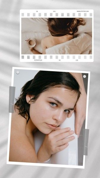 social media, woman, life, White Bath Girl Bed Film Instagram Story Template