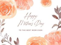 mothers day, mother day, greeting, White And Orange Watercolor Floral Happy Mother's Day Card Template