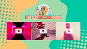 youtube end screen, end cards, end screen, Gradient Video Subscribe Youtube Thumbnail Template