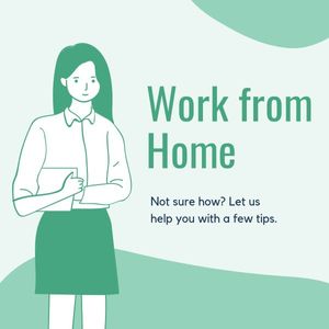work from home, business, market, Green Remote Work Instagram Post Template