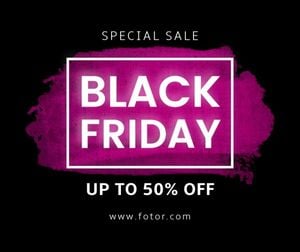 sale, promotion, discount, Black And Pink Simple Black Friday Special Offer Facebook Post Template