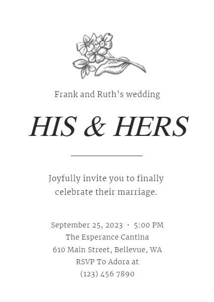 シンプルな結婚式の招待状 招待状