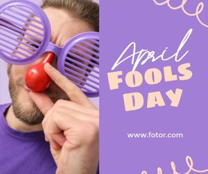 celebration, festival, happy, Purple Photo April Fools' Day Greeting Facebook Post Template