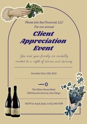 invitation, company, red wine, Vintage Client Appreciation Party Poster Template
