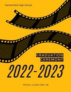Yellow And Black Film Strip Graduation Party Program