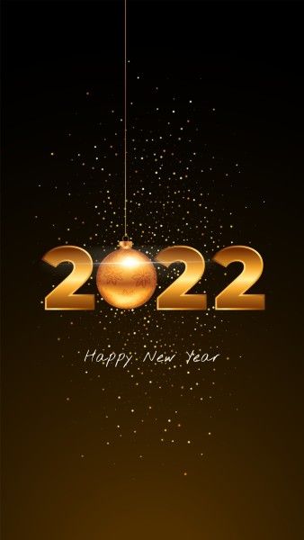 illustration, holiday, black, Balck Elegant 2022 Happy New Year Instagram Story Template