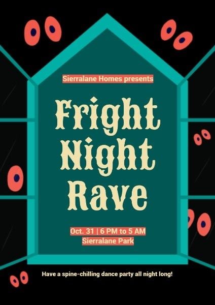 Halloween, holiday, festival, Fright Night Rave Halloween Poster Template