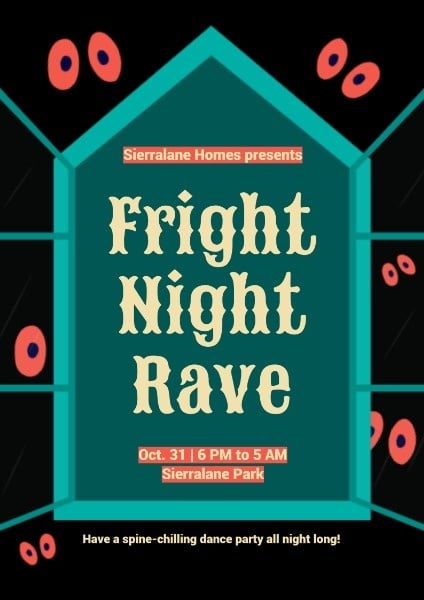 Fright Night Rave Halloween Poster Poster