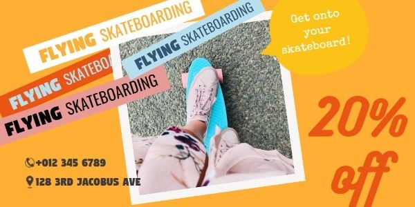 sale, discount, business, Skateboarding Store Twitter Post Template