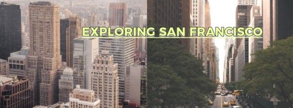 city view, skyscraper, social media, Brown Exploring San Francisco Travel Facebook Cover Template