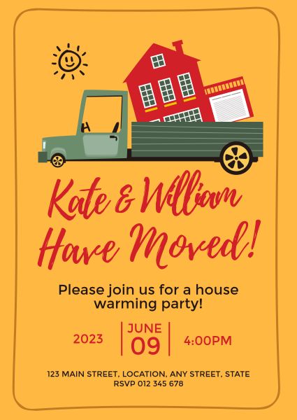 Orange House Moving Invitation Invitation