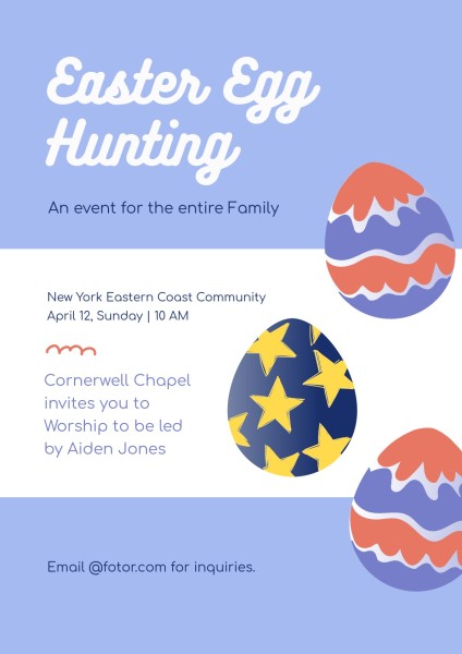 Blue Easter Egg Hunting Poster