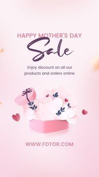Pastel Pink Illustration Mother's Day Sale Instagram Story