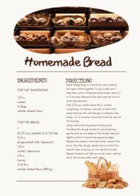 designer, designers, graphic design, Beige And Brown Homemade Bread  Recipe Card Template