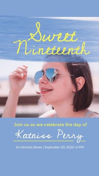 party, anniversary, happy, Sweet Your Nineteenth Birthday  Instagram Story Template