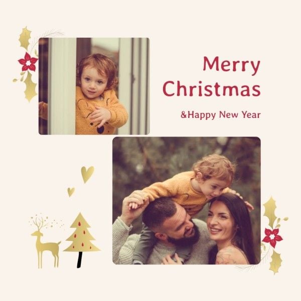 xmas, christmas wish, photo collage, Love Christmas Family Collage Instagram Post Template