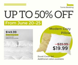 White And Green Bedding Homeware Sale Facebook Post