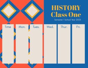 term, semester, blank, Red And Blue Background Class Schedule Template