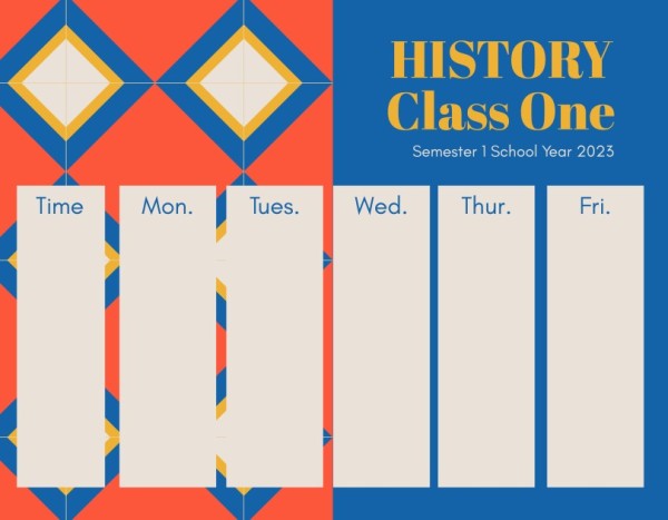 Red And Blue Background Class Schedule