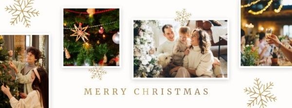 白色现代圣诞家庭照片拼贴 Facebook封面