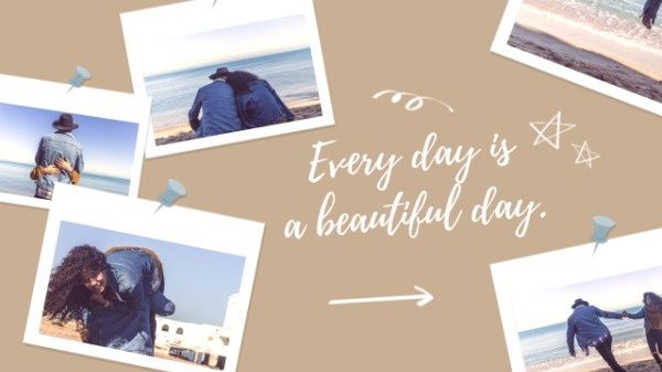 every day, beautiful day, life, Yellow Couple Beach Photo Cover  Youtube Channel Art Template
