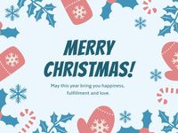 ブルー フローラル クリスマス カード メッセージカード