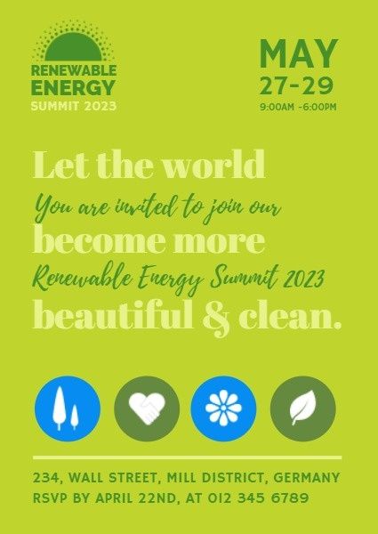 environment, recycle, ecology, Green Energy Conference Invitation Template