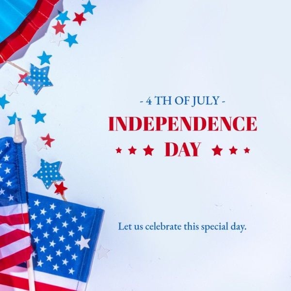 4th of july, america, celebration, Soft Blue Modern Happy Independence Day Instagram Post Template