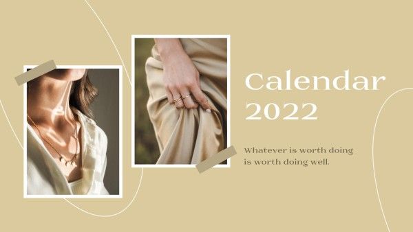 monthly, yearly, monthly calendar, Beige Jewelry Photo 2022 Calendar Template