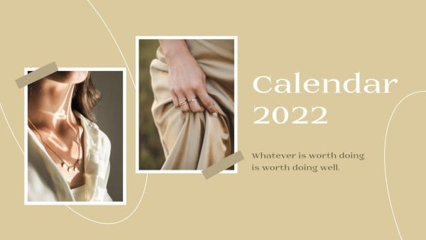 Beige Jewelry Photo Calendar 2022 Calendar