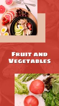果物と野菜の赤い背景 Instagram Story