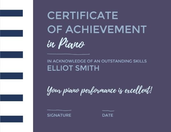 official, office, prize, Piano Achievement Certificate Template