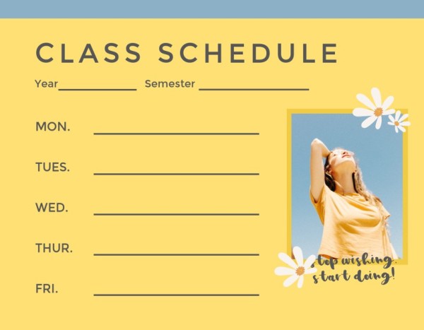 Yellow And Blue Background Class Schedule