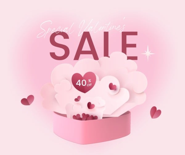 Pink Heart Valentines Day Sale Promotion Facebook Post