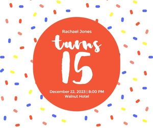 gathering, happy, number, Cute Colorful Birthday Invitation Facebook Post Template