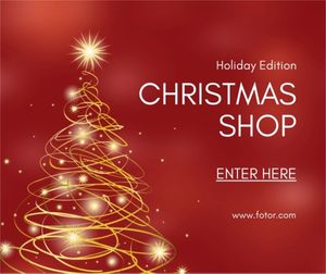 holiday, xmas, wish, Orange Lumious Christmas Tree Promotion Facebook Post Template