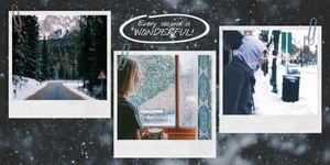 snow, outside, polaroid, Winter Travel Collage Twitter Post Template