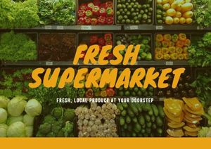 sale, discount, business, Fresh Supermarket Postcard Template
