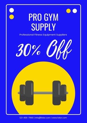 sport, fitness, training, Blue Pixel Gym Supply Poster Template